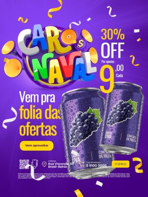 Carnaval Vem Pra Folia das Ofertas PSD Editável