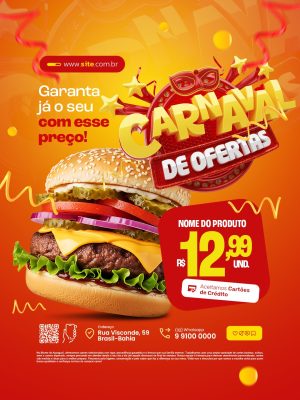 Carnaval De Ofertas Burger Garanta o Seu Com Esse Preço PSD Editável