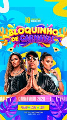 Bloquinho de Carnaval 18 Fevereiro Party Design PSD Editável