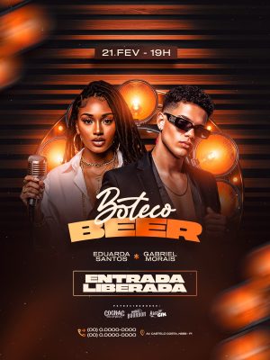 Flyer Festa Boteco Beer 21 FEV 19h com Entrada Liberada PSD Editável