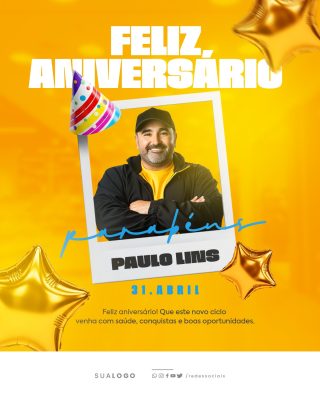 Post Feliz Aniversário Parabéns Colaborador PSD editável