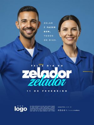 Feliz Dia do Zelador 11 de Fevereiro PSD Editável