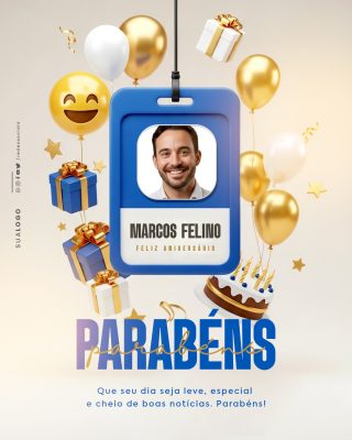 Post Feliz Aniversário Parabéns Colaborador PSD editável
