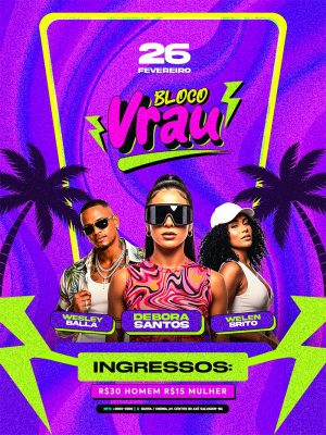 Flyer Bloco Vrau Social Media Feed PSD Editável