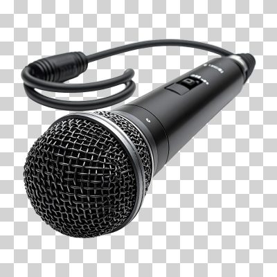 Microfone Preto Dinâmico Com Cabo Para Gravação PNG Transparente