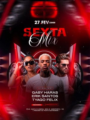 Sexta Mix 27 FEB 23H00 Flyer de Festa PSD Editável