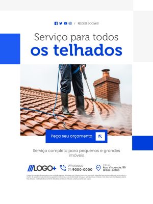 Serviço Serviço para todos os telhados com Orçamento PSD Editável