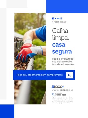 Calha Limpa Casa Segura Flyer de Serviço Faxina PSD Editável
