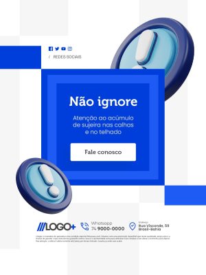 Alerta Não Ignore Acúmulo de Sujeira nas Calhas PSD Editável