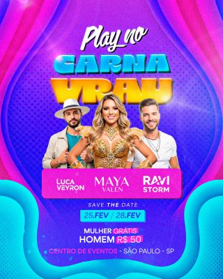 Carnaval Play no Carnaval Evento de Fevereiro PSD Editável