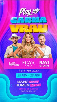 Carnaval Play no Carnavrau Divulgação Evento Festivo PSD Editável