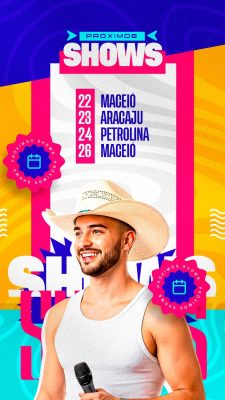 Shows Próximos Maceió Aracaju Petrolina Lista Artista PSD Editável