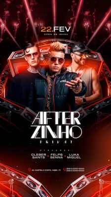 Festa After Zinho Privat 22 Fev Open 18h Atrações Especiais PSD Editável