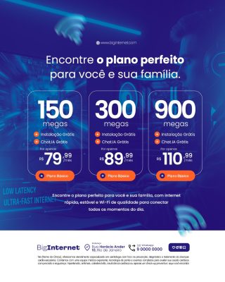 BigInternet Encontre o Plano Perfeito Você e Sua Família PSD Editável