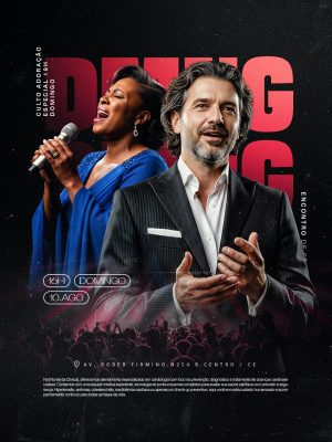 Culto Adoração Especial Domingo 10 Agosto Flyer PSD Editável