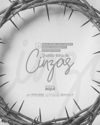 Quarta-feira de Cinzas Coroa de Espinhos Reflexão PSD Editável