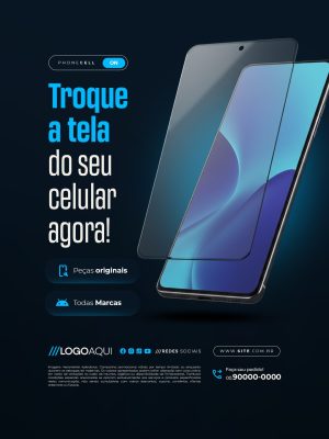 Celular Phonecell Troque a tela do seu agora PSD Editável