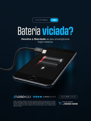 Celular Bateria Viciada Devolva a Liberdade Hoje Mesmo PSD Editável