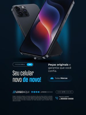 Celular Novo de Novo Marketing Digital Peças Originais On PSD Editável