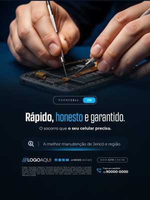 Celular Manutenção Rápido Honesto Garantido Flyer PSD Editável