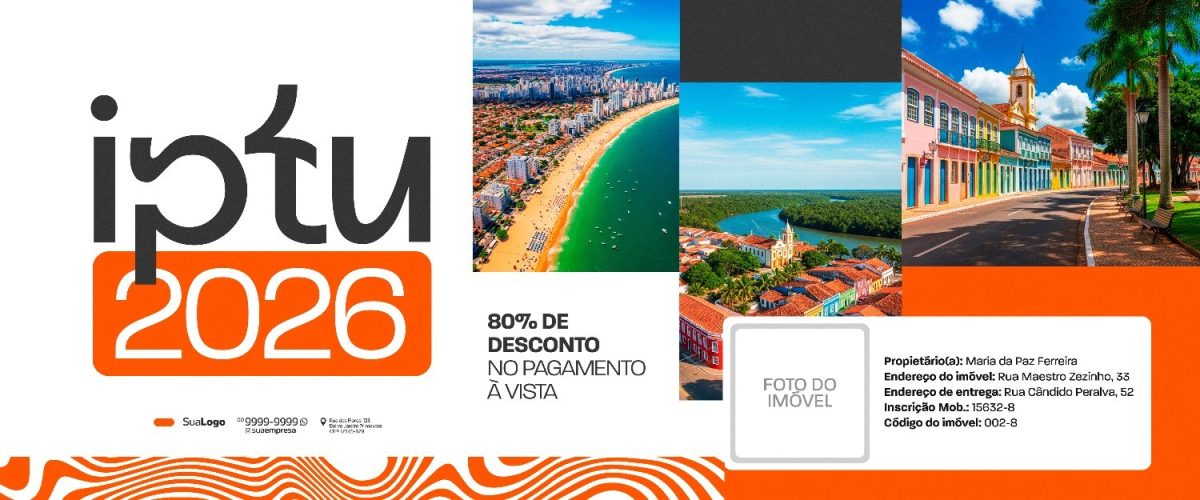 IPTU 2026 80% de Desconto no Pagamento à Vista PSD Editável
