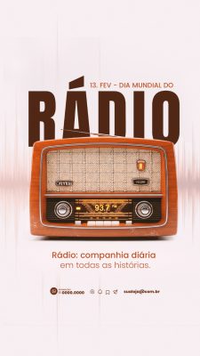 Rádio 13 FEV Dia Mundial Rádio Companhia Diária PSD Editável