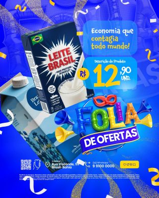 Folias de Ofertas Leite Brasil a R$ 12,90 und. PSD Editável