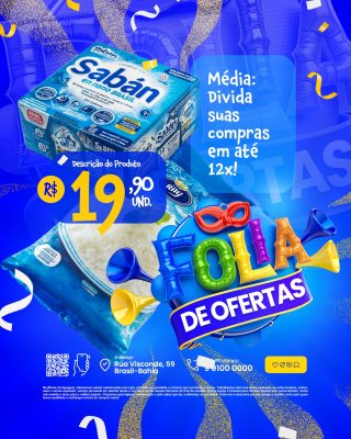 Folia de Ofertas Sabão R$19,90 Descrição do Produto PSD Editável
