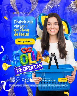 Folia de Ofertas Vem Aproveitar Prateleiras Cheias PSD Editável