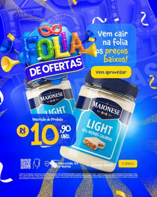 Folia de Ofertas Maionese Light R$10,90 Banner PSD Editável