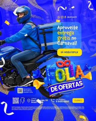 Carnaval Entrega Grátis Só Nesta Terça Folia de Ofertas PSD Editável