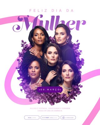 Mulher Feliz Dia da Mulher 08 de Março Divulgação PSD Editável