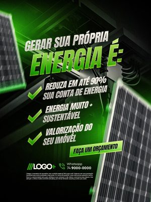 Energia Gerar Sua Própria Energia é Sustentabilidade PSD Editável