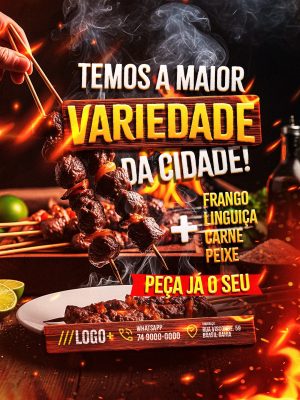 Churrasco Temos a Maior Variedade da Cidade Peça já o seu PSD Editável