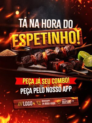 Espetinho Tá na Hora do Espetinho Peça Já Seu Combo PSD Editável