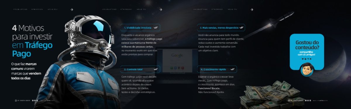 Carrossel Marketing Digital Trafégo Pago Social Media PSD Editável