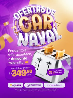 Carnaval Ofertas de Carnaval Desconto Rola Solto Flyer PSD Editável