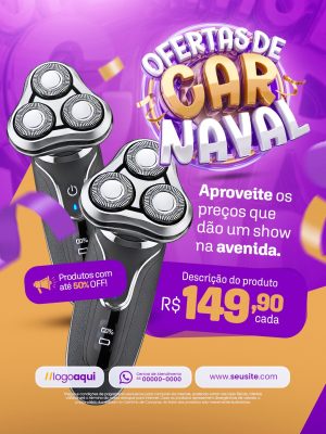 Ofertas de Carnaval R$ 149,90 Produtos com até 50% OFF PSD Editável