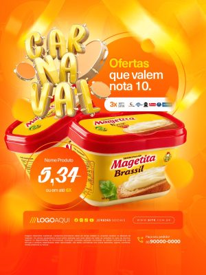 Carnaval Ofertas que Valem Nota 10 Margetita Brasil PSD Editável