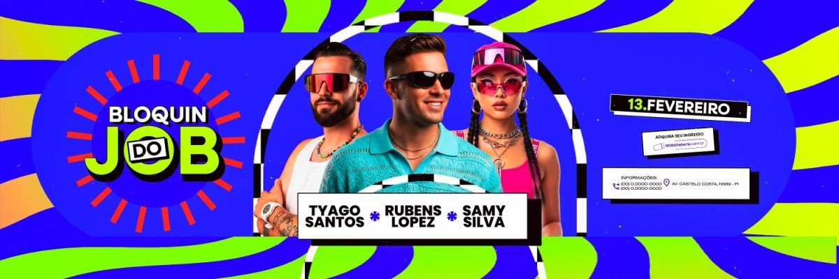 Evento Bloquin do Job 13 de Fevereiro Banner Artístico PSD Editável