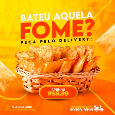 Pastéis Bateu Aquela Fome Peça Delivery Promoção PSD Editável