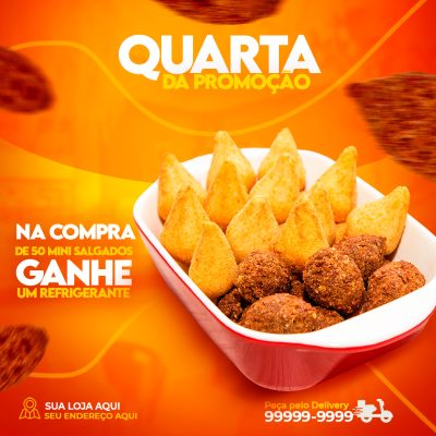 Quarta da Promoção de 50 Mini Salgados Ganhe Refrigerante PSD Editável