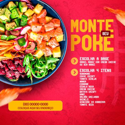 Monte Seu Poke Template Cardápio Delivery Comida Saudável PSD Editável