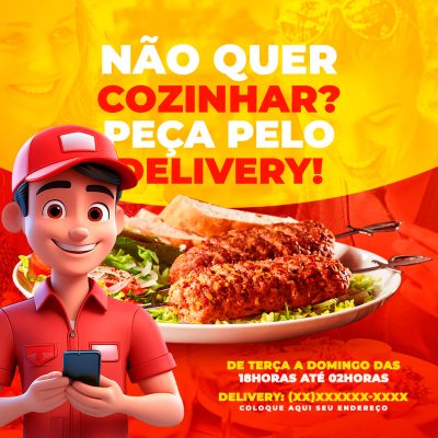 Delivery Não Quer Cozinhar Peça Pelo Delivery! PSD Editável