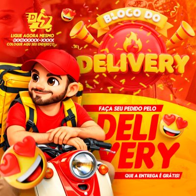 Carnaval Delivery Bloco do Delivery Entrega Grátis Post PSD Editável
