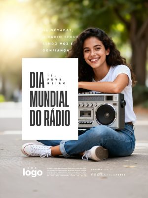 Dia Mundial do Rádio 13 de Fevereiro Post Redes Sociais PSD Editável