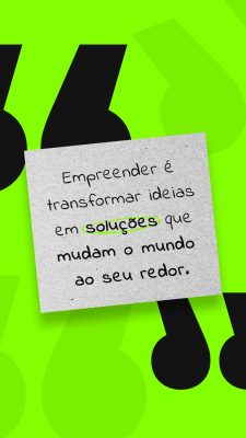 Empreender é transformar ideias em soluções Post Card Verde PSD Editável