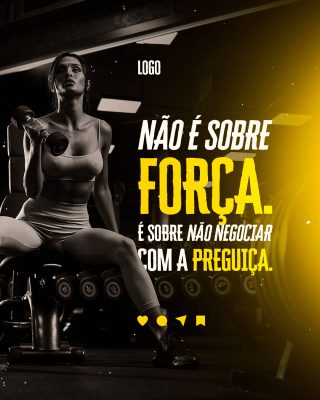 Fitness Treino Força Preguiça Arte Motivacional PSD Editável