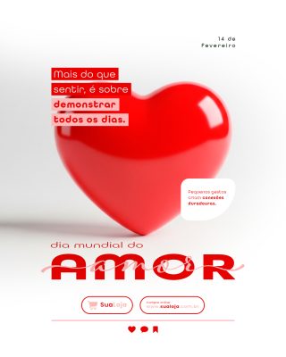 Amor 14 de Fevereiro Arte Romântica para Redes Sociais PSD Editável
