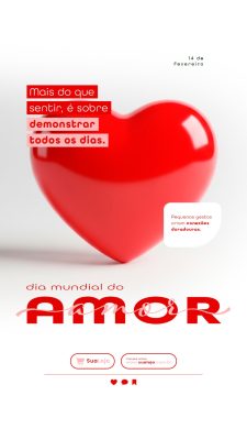Story Dia Mundial do Amor Design Elegante e Moderno PSD Editável